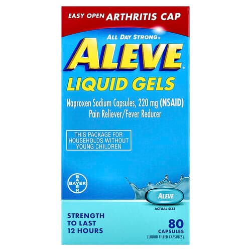 Aleve, Naproxen Sodium Capsules, Liquid Gels, 220 mg, 80 Capsules