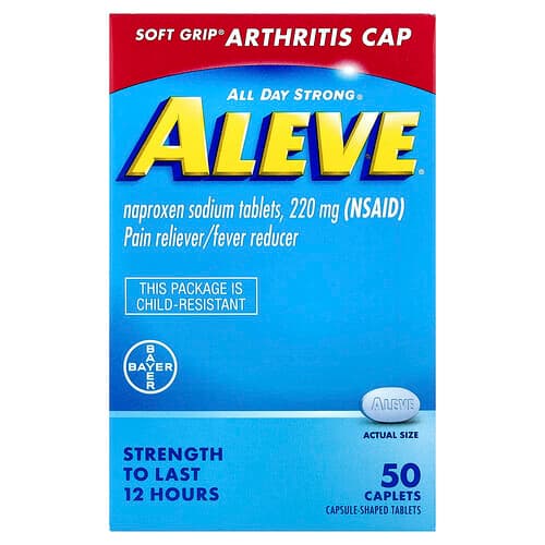 Aleve, Naproxen Sodium Tablets, 220 mg, 50 Caplets