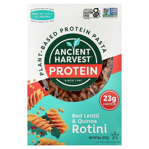 Ancient Harvest, Plant-Based Protein Pasta, Red Lentil & Quinoa Rotini, 8 oz (227g)