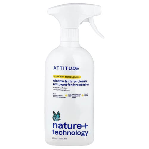 ATTITUDE, Window & Mirror Cleaner, Citrus Zest, 27.1 fl oz (800 ml)