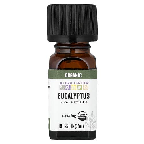 Aura Cacia, Pure Essential Oil, Organic Eucalyptus, 0.25 fl oz (7.4 ml)