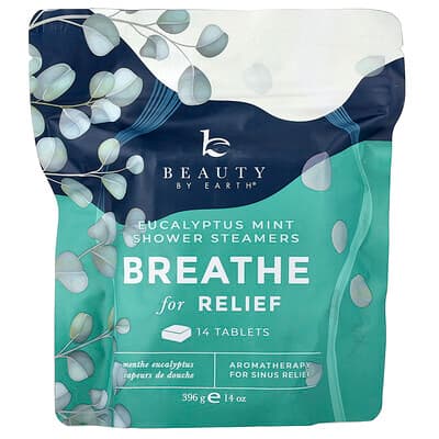 Beauty By Earth, Breathe for Relief Shower Steamers, Eucalyptus Mint, 14 Tablets, 14 oz (396 g)