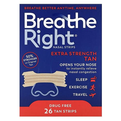 Breathe Right, Nasal Strips, Tan, 26 Strips