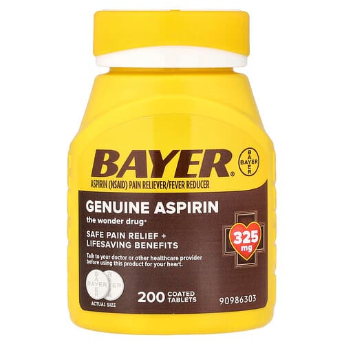 Bayer, Genuine Aspirin, 325 mg, 200 Coated Tablets