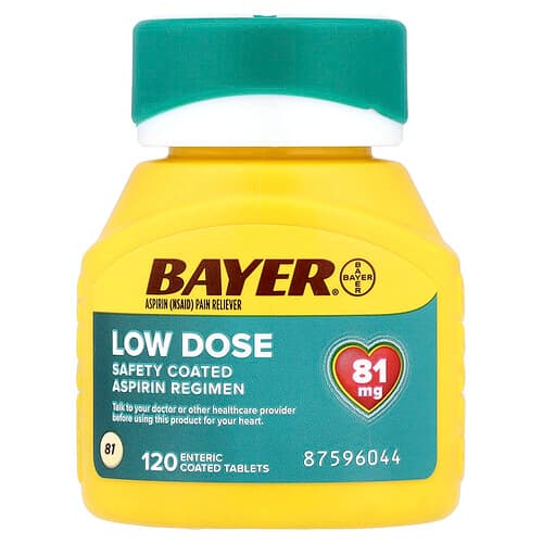 Bayer, Safety Coated Aspirin Regimen, Low Dose, 81 mg, 120 Enteric Coated Tablets