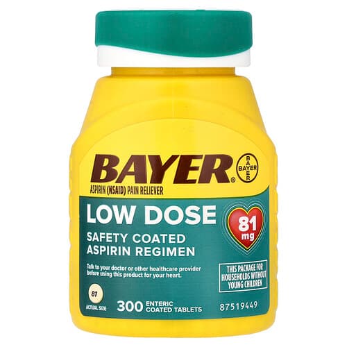 Bayer, Aspirin Regimen, Low Dose, 81 mg, 300 Enteric Coated Tablets