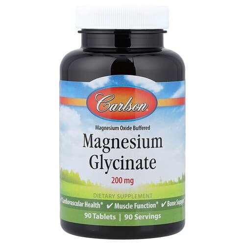 Carlson, Magnesium Glycinate, 200 mg, 90 Tablets