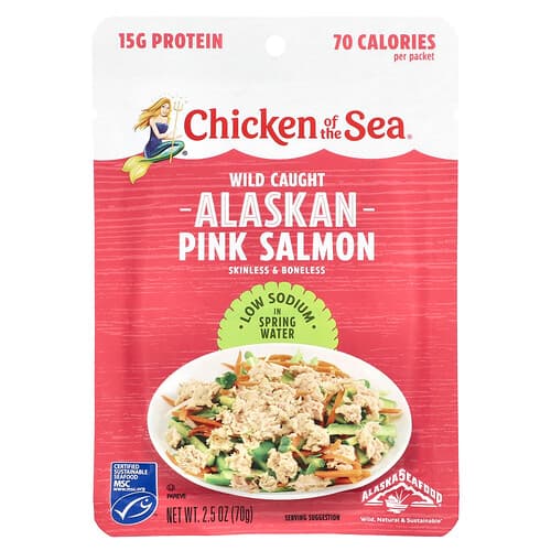 Chicken of the Sea, Wild Caught Alaskan Pink Salmon in Spring Water, Low Sodium , 2.5 oz (70 g)