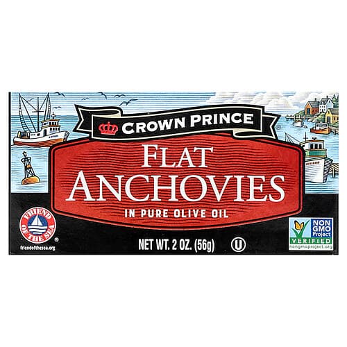 Crown Prince Natural, Flat Anchovies, In Pure Olive Oil, 2 oz (56 g)