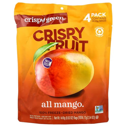 Crispy Green, Crispy Fruit, All Mango, 4 Packs, 0.63 oz (18 g) Each