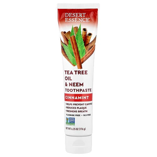 Desert Essence, Tea Tree Oil & Neem Toothpaste, Cinnamint, 6.25 oz (176 g)