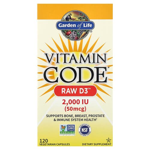 Garden of Life, Vitamin Code®, RAW D3™, 120 Vegetarian Capsules