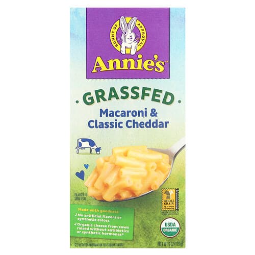 Annie's Homegrown, Grassfed Macaroni & Classic Cheddar, 6 oz (170 g)