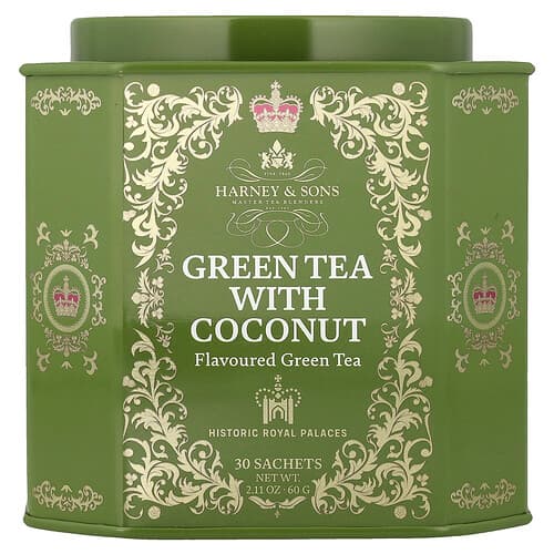 Harney & Sons, Green Tea with Coconut, 30 Sachets, 2.11 oz (60 g)