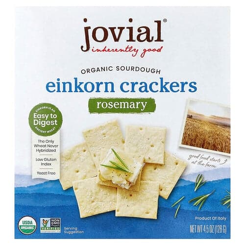 Jovial, Organic Sourdough Einkorn Crackers, Rosemary, 4.5 oz (128 g)