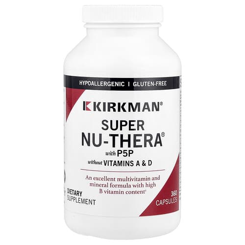 Kirkman Labs, Super Nu-Thera® With P5P, Without Vitamins A & D, 360 Capsules