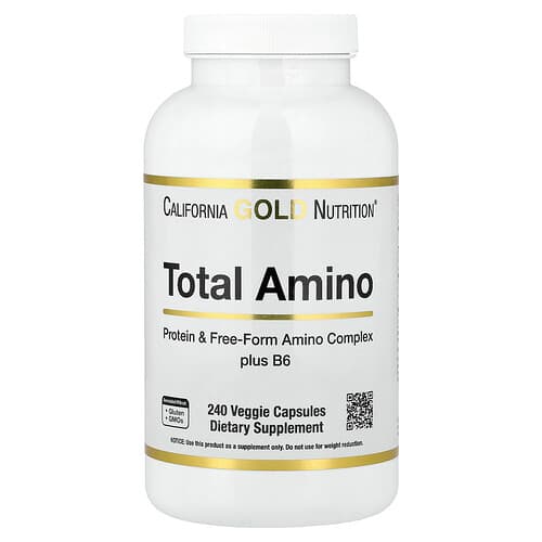 California Gold Nutrition, Total Amino with Vitamin B-6 and 20 Amino Acid Blend, 240 Veggie Capsules