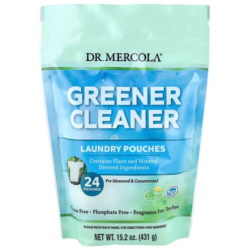 Dr. Mercola, Greener Cleaner, Laundry Pouches, Fragrance Free, 24 Pouches, 15.2 oz (431 g)