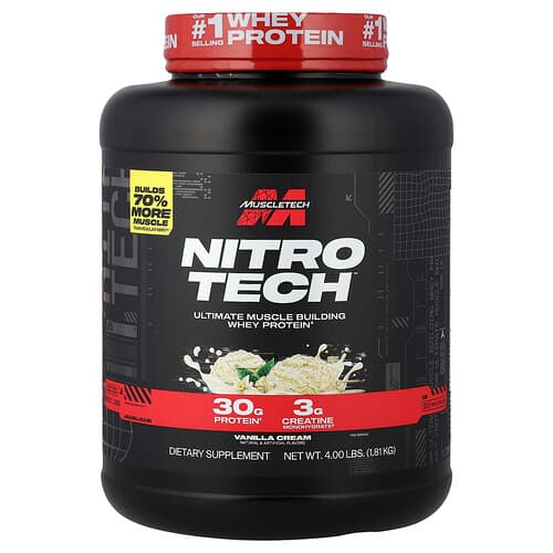 MuscleTech, Nitro-Tech™ Whey Protein, Vanilla Cream, 4 lbs (1.81 kg)