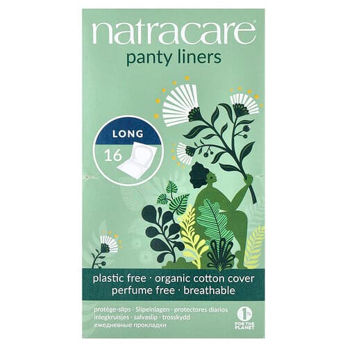 Natracare, Panty Liners, Organic Cotton Cover, Long, 16 Liners
