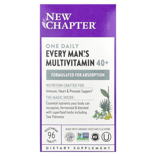 New Chapter, One Daily Every Man's™ Multivitamin 40+, 96 Vegetarian Tablets