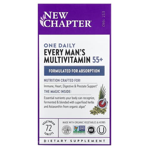 New Chapter, One Daily Every Man™'s Multivitamin 55+, 72 Vegetarian Tablets
