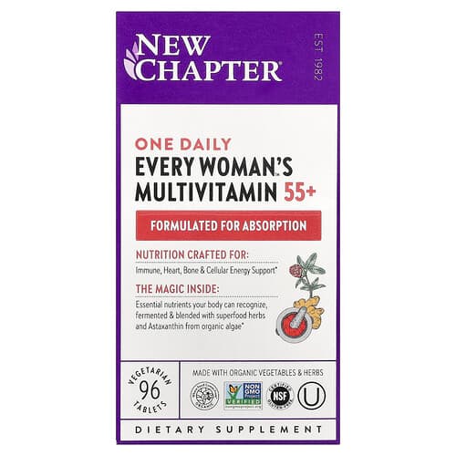 New Chapter, One Daily Every Woman™'s Multivitamin 55+, 96 Vegetarian Tablets