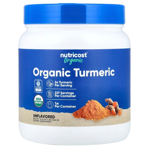 Nutricost, Organic Turmeric, Unflavored, 1 lb (454 g)