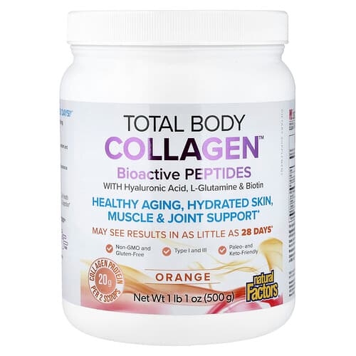 Natural Factors, Total Body Collagen™, Bioactive Peptides, Orange, 1 lb 1 oz (500 g)