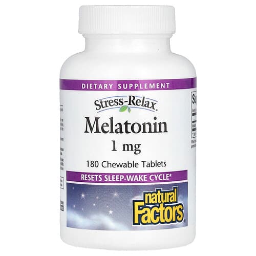 Natural Factors, Stress-Relax®, Melatonin, 1 mg, 180 Chewable Tablets