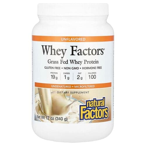 Natural Factors, Whey Factors, Grass Fed Whey Protein, Unflavored, 12 oz (340 g)