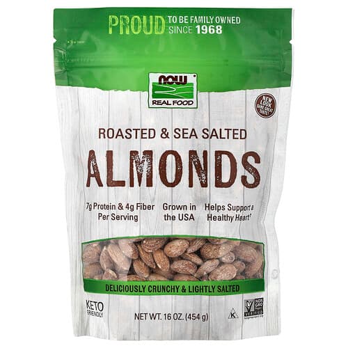 NOW Foods, Real Food, Almonds, Roasted & Sea Salted, 16 oz (454 g)