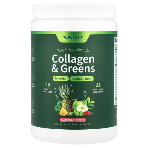 Snap Supplements, Collagen & Greens, Raspberry, 11.34 oz (321.6 g)