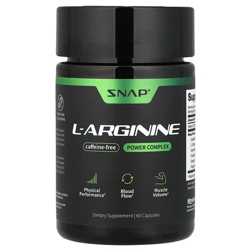 Snap Supplements, L-Arginine, Caffeine-Free, 60 Capsules