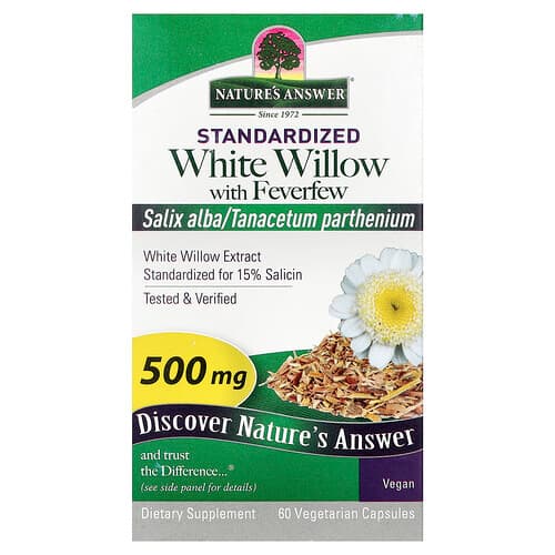 Nature's Answer, White Willow with Feverfew, 500 mg, 60 Vegetarian Capsules