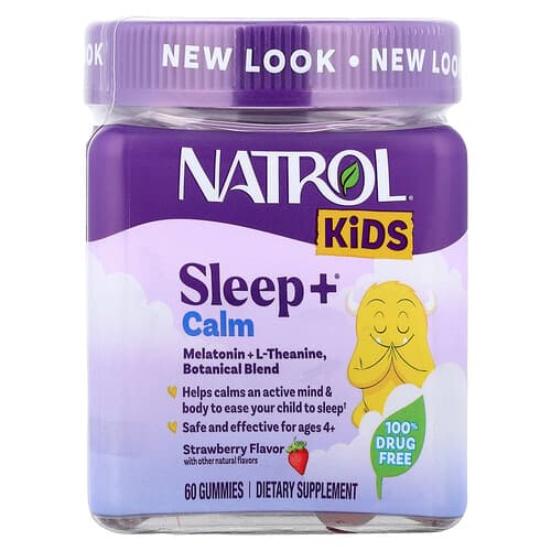Natrol, Kids, Sleep +® Calm Gummies, Age 4+, Strawberry, 60 Gummies