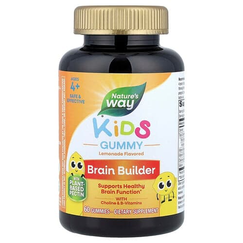 Nature's Way, Kids, Brain Builder Gummy, Ages 4+, Lemonade, 60 Gummies
