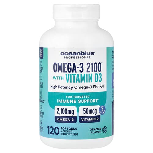 OceanBlue, Professional, Omega-3 2100® With Vitamin D, Orange, 120 Softgels