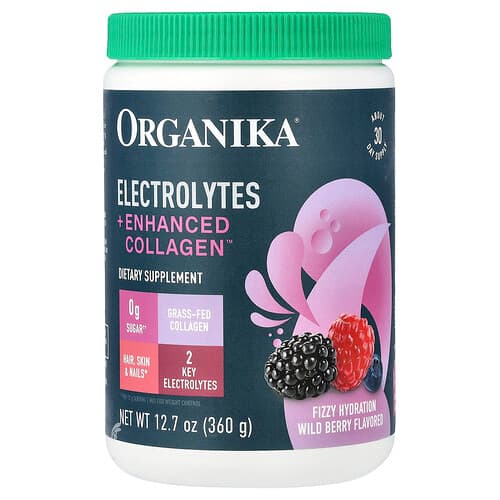 Organika, Electrolytes + Enhanced Collagen™, Wild Berry, 12.7 oz (360 g)