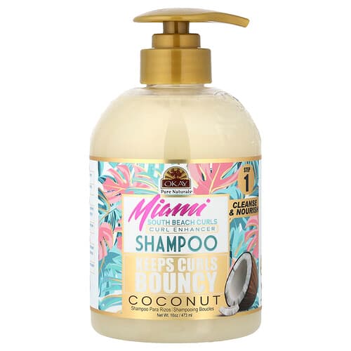 Okay Pure Naturals, Miami South Beach Curls, Curl Enhancer Shampoo, Coconut, 16 oz (473 ml)