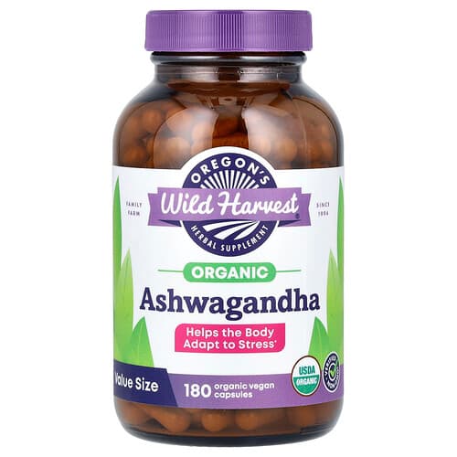 Oregon's Wild Harvest, Organic Ashwagandha, 180 Organic Vegan Capsules (400 mg per Capsule)