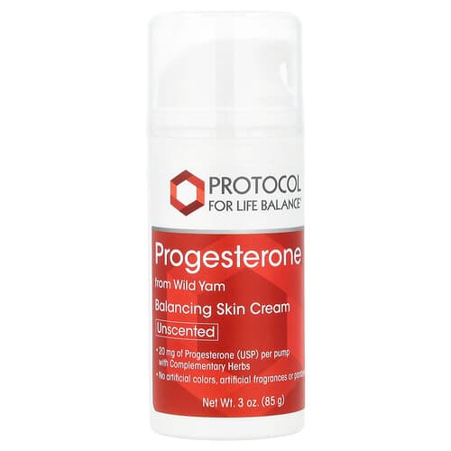 Protocol for Life Balance, Progesterone, Balancing Skin Cream, Unscented, 3 oz (85 g)