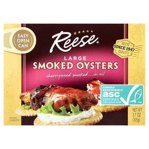 Reese, Large Smoked Oysters, 3.7 oz (105 g)