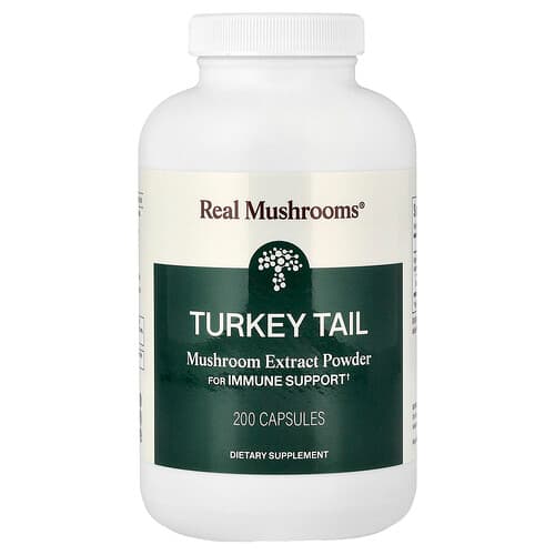 Real Mushrooms, Turkey Tail, Mushroom Extract Powder, 200 Capsules