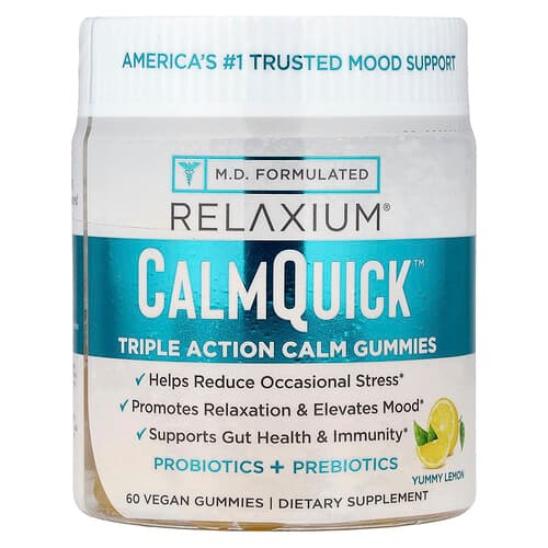 Relaxium, CalmQuick™, Triple Action Calm Gummies, Yummy Lemon, 60 Vegan Gummies