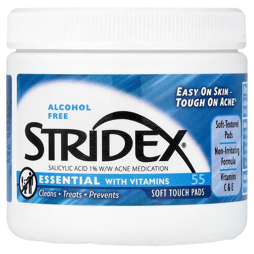 Stridex, Essential with Vitamins, Alcohol Free, 55 Soft Touch Pads