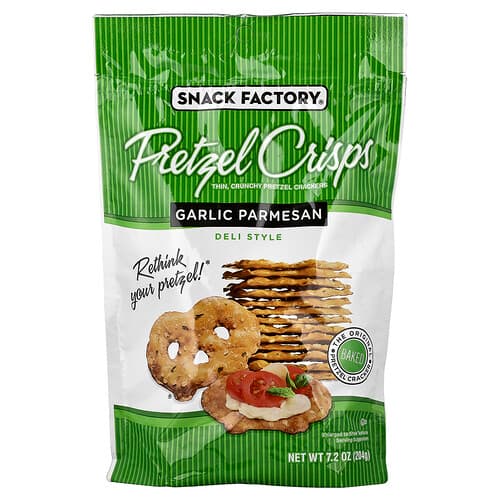 Snack Factory, Pretzel Crisps, Garlic Parmesan, Deli Style, 7.2 oz (204 g)