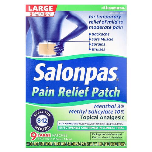 Salonpas, Pain Relief Patch, Large, Minty, 9 Patches