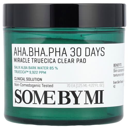 SOME BY MI, AHA/BHA/PHA, 30 Days Miracle Truecica Clear Pad, 70 Pads, 4.22 fl oz (125 ml)