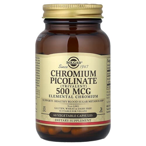 Solgar, Chromium Picolinate, 500 mcg, 60 Vegetable Capsules
